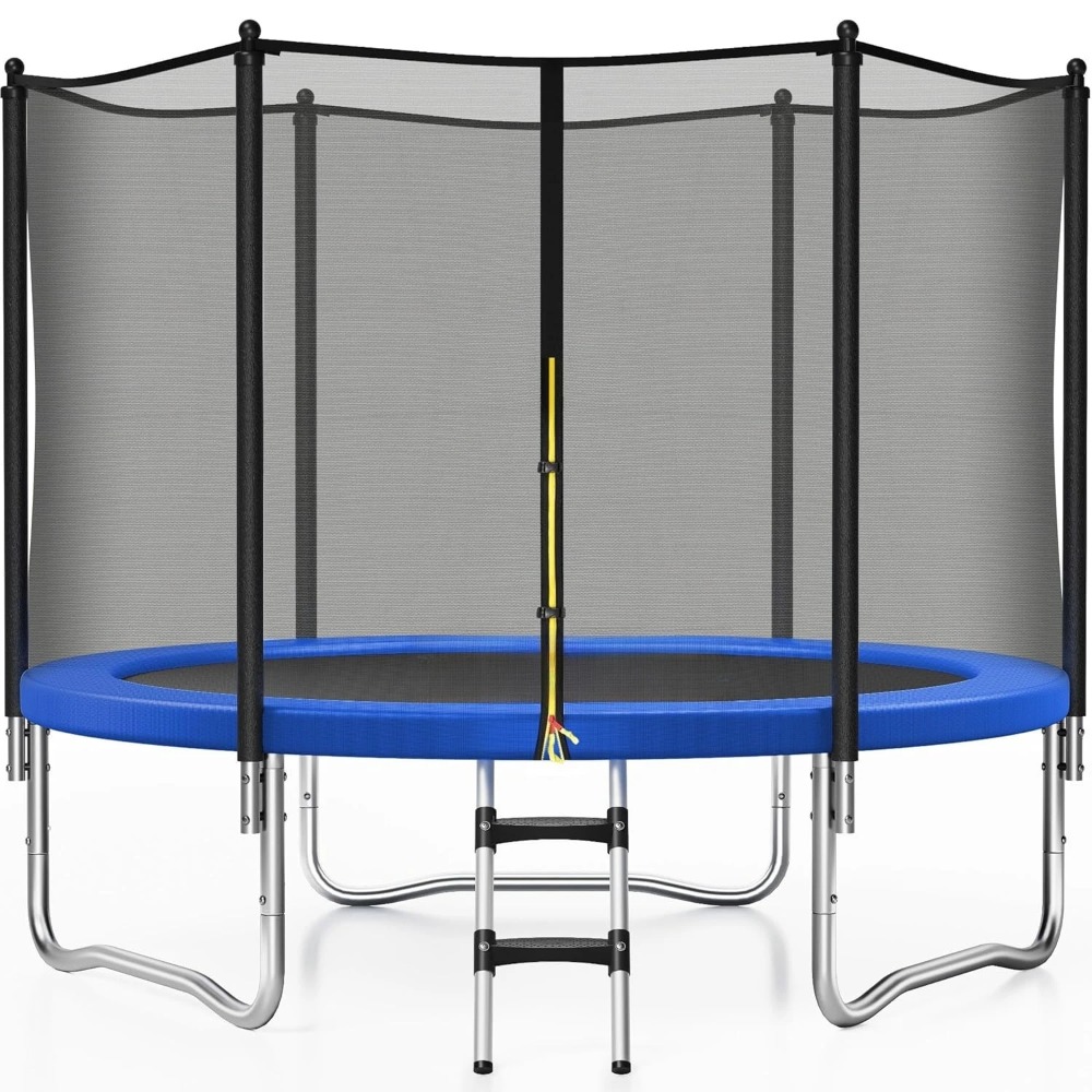 Outdoor Furniture - 8FT Buitenrecreatie-trampoline met veiligheidsnet, roestvrije frameconstructie,