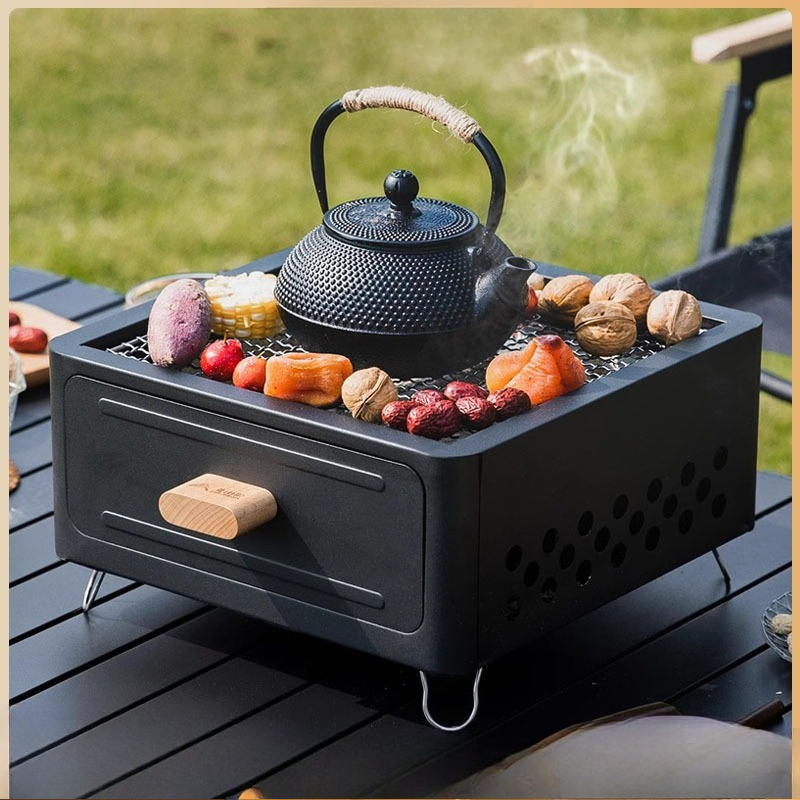 Outdoor Furniture - Draagbare houtskool BBQ grill met vierkante