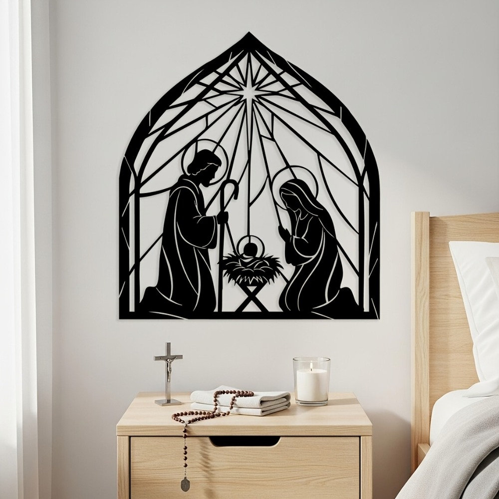 Sofas - CIFBUY Religieuze Jezus-Kerststal Metalen Wandkunst Minimalistische