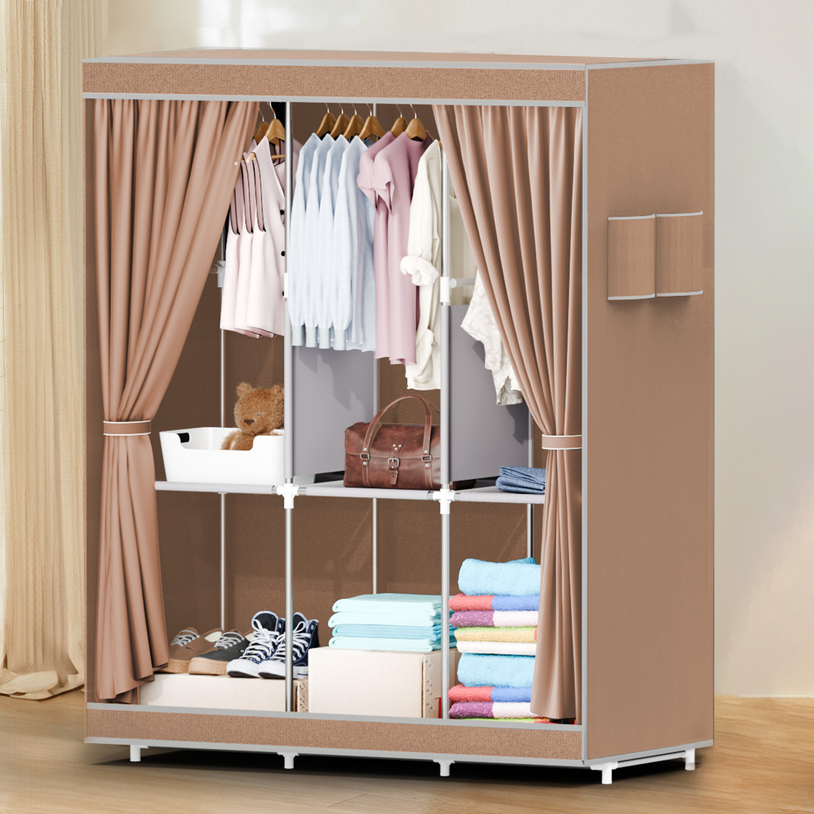 Wardrobe Closet Portable Fabric Cover - 51-Inch Draagbare Kast Garderobe 16mm Dikke