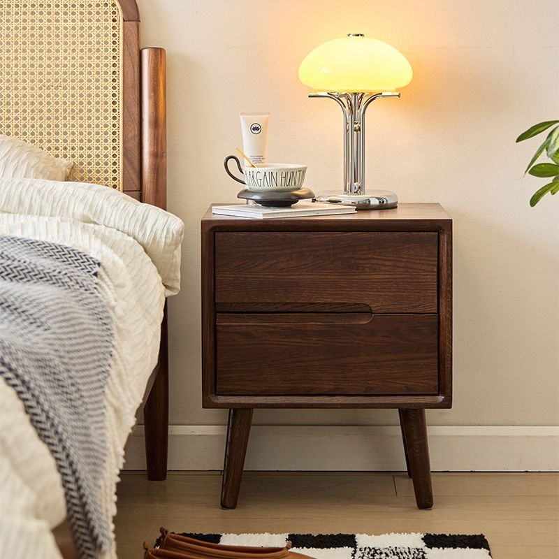 Solid Wood Nightstand 2 Drawers - Houten nachtkastjes Vintage nachtkastjes Luxe slaapkamer