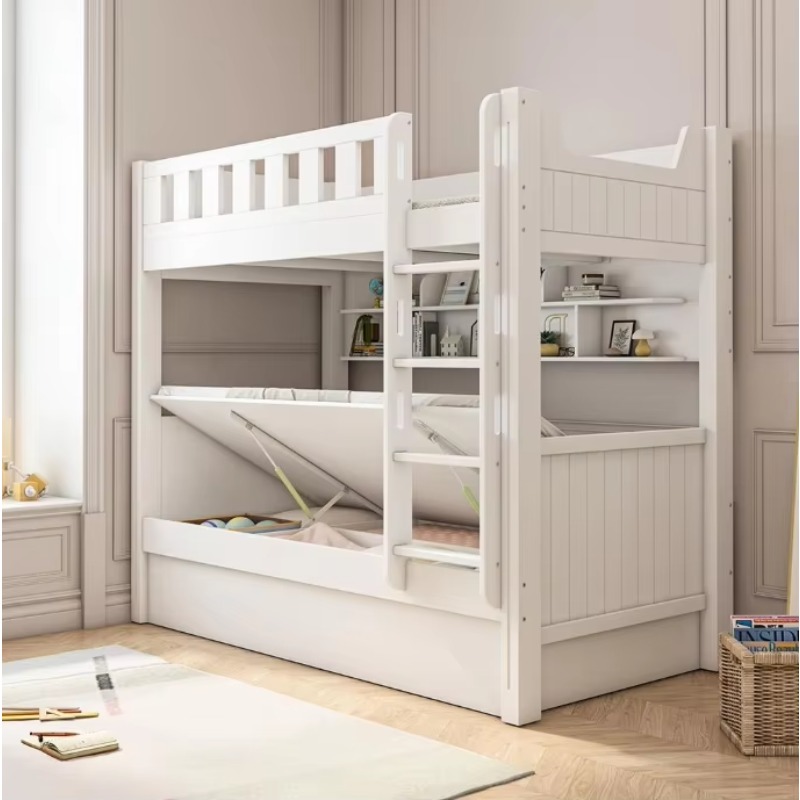 Bunk Bed With Stairs And Slide - Slaapkamermeubilair Kinderbed Houten opbergbedden Stapelbedden met