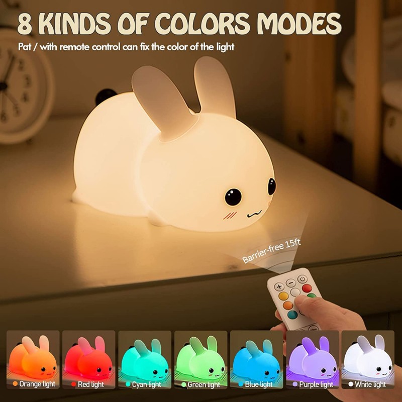 Floating Nightstand With Led Light - LED Konijn Nachtlampje Afstandsbediening Dimbaar RGB