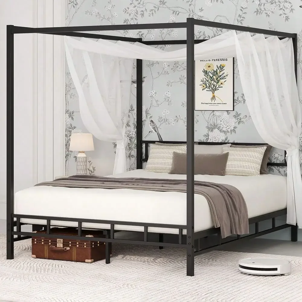 Canopy Bed Frame Metal Queen - Metalen hemelbedframe, queensize bedframe met metalen