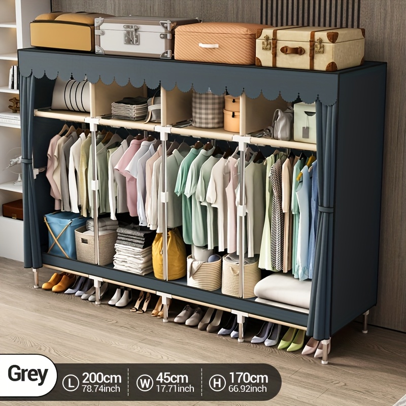Wardrobe Closet Portable Fabric Cover - Draagbare kastorganizer met metalen frame en