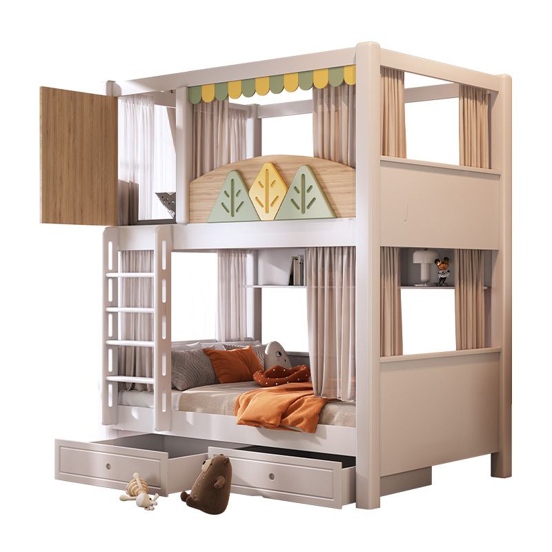 Bunk Bed With Stairs And Slide - Modern kinderstapelebed met thema natuur, glijbaan,