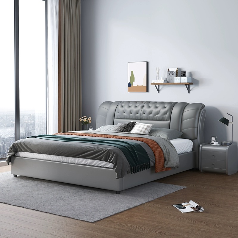 King Size Bed Frame With Storage Drawers - Slaapkamermeubilair lederen bed Scandinavisch luxe design
