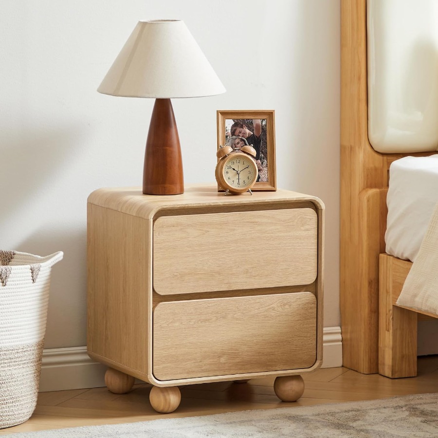 Solid Wood Nightstand 2 Drawers - Klein nachtkastje met 2 lades, ideaal