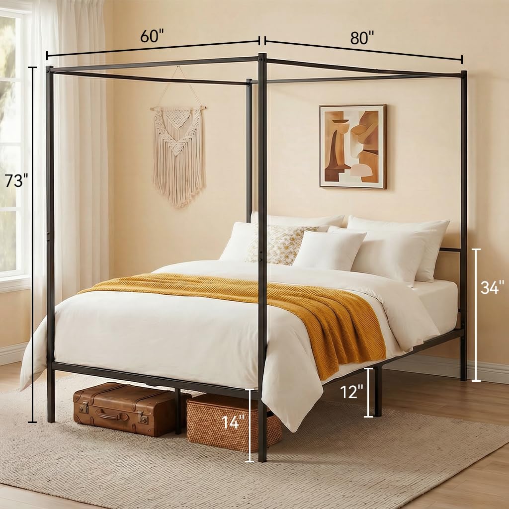 Hemelbedframe Queen Metal met  - Canopy Bed Frame Metal Queen recensie en prijs