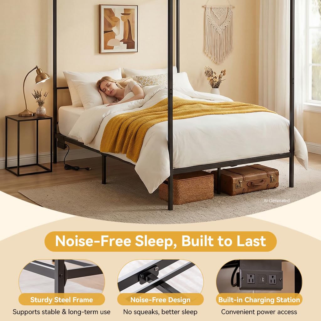 Hemelbedframe Queen Metal met  - Canopy Bed Frame Metal Queen recensie en prijs