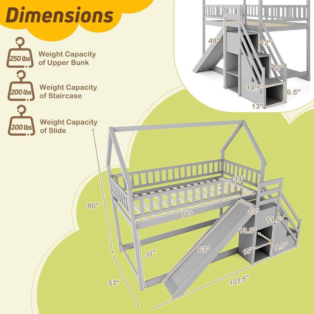 Stapelbed met glijbaan & trap, - Bunk Bed With Stairs And Slide recensie en prijs