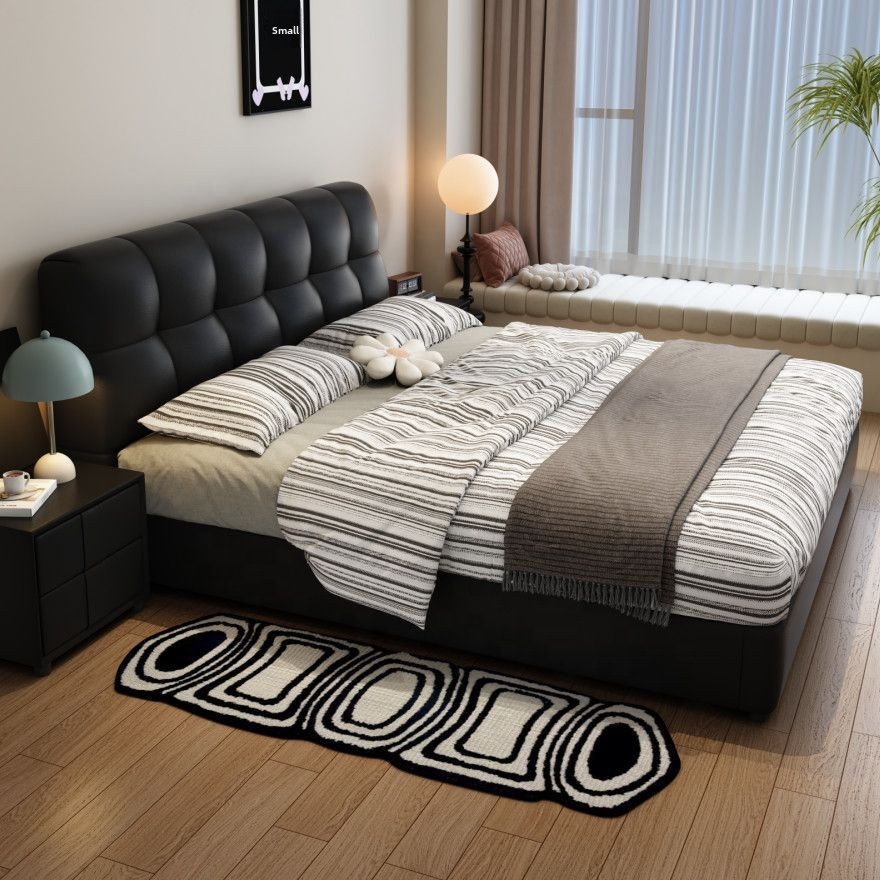 # Zwart gestoffeerd lederen op - King Size Bed Frame With Storage Drawers recensie en prijs