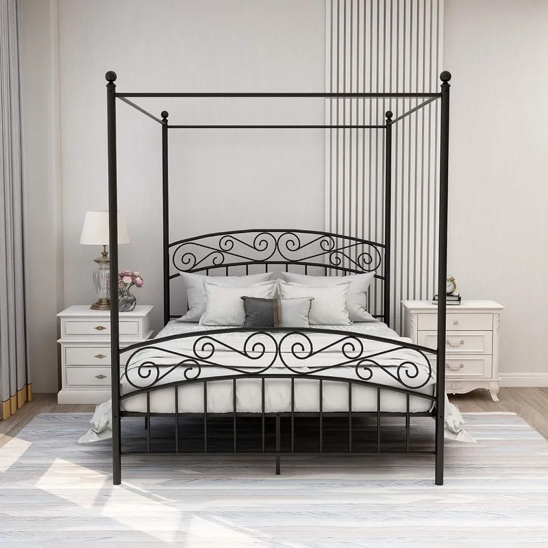 Queen-size bedframe met hemelb - Canopy Bed Frame Metal Queen recensie en prijs