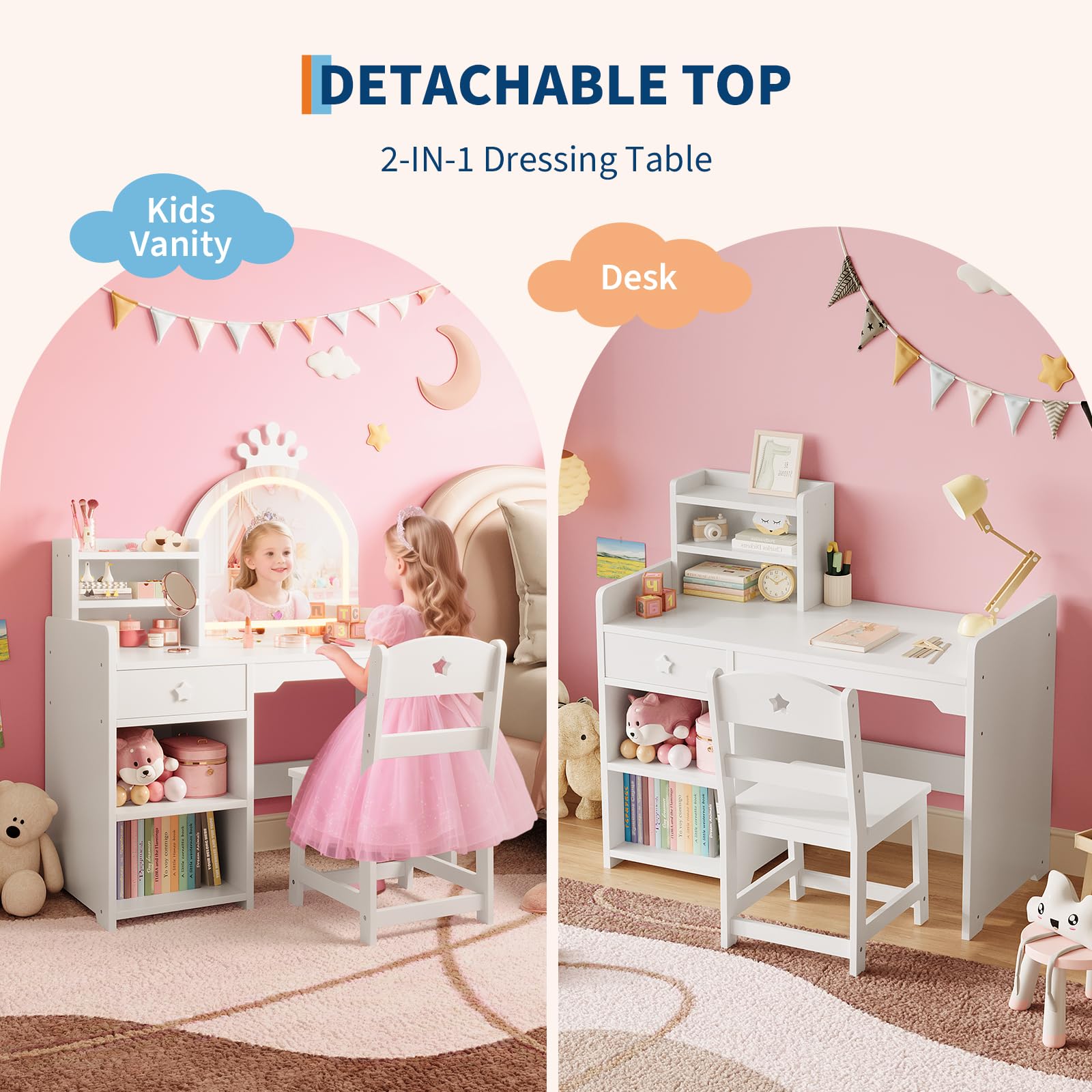 Kinderkaptafel & Stoelset - LE - Dressing Table Vanity With Lighted Mirror recensie en prijs