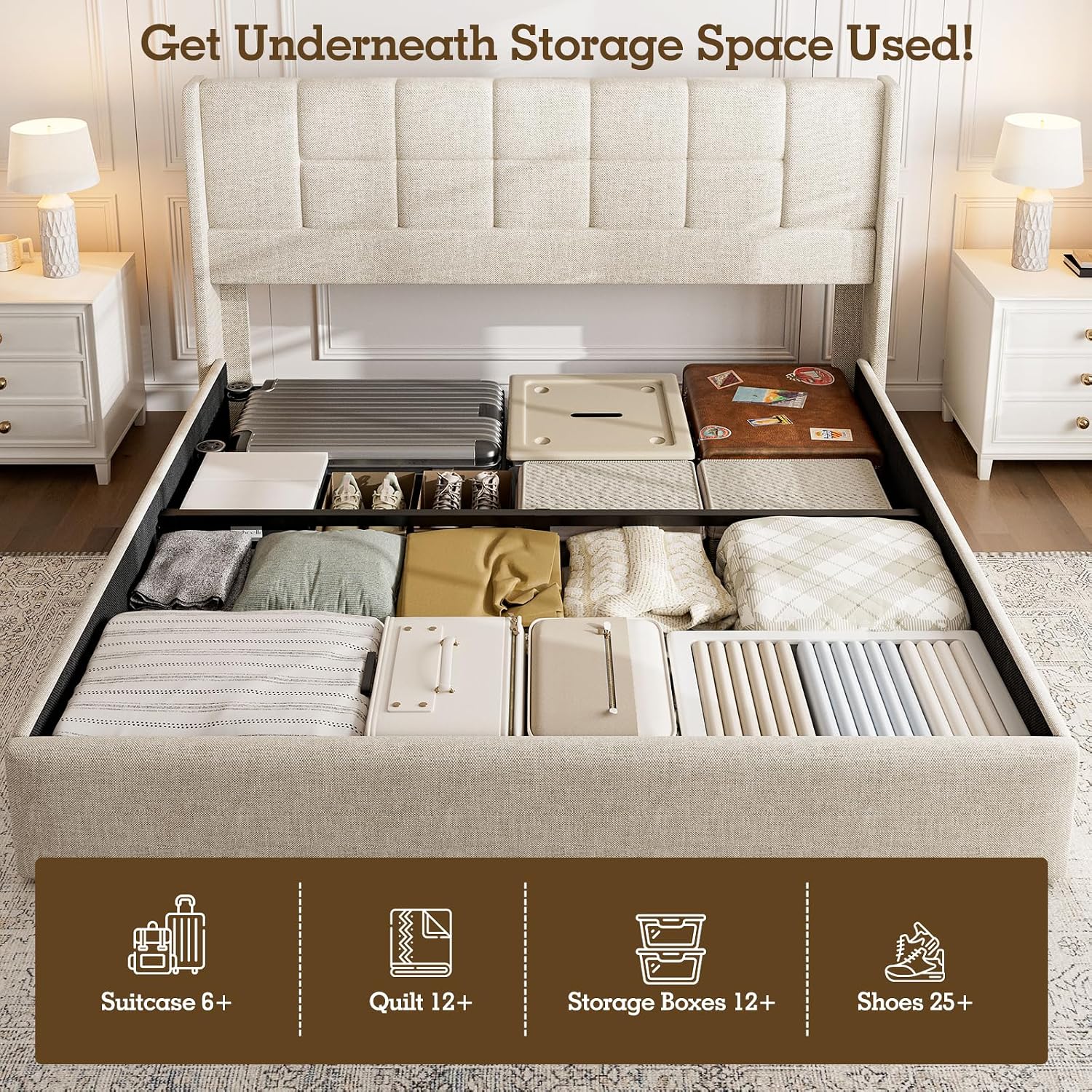 Kingsize bedframe met hydrauli - Gas Lift Storage Bed Hydraulic recensie en prijs