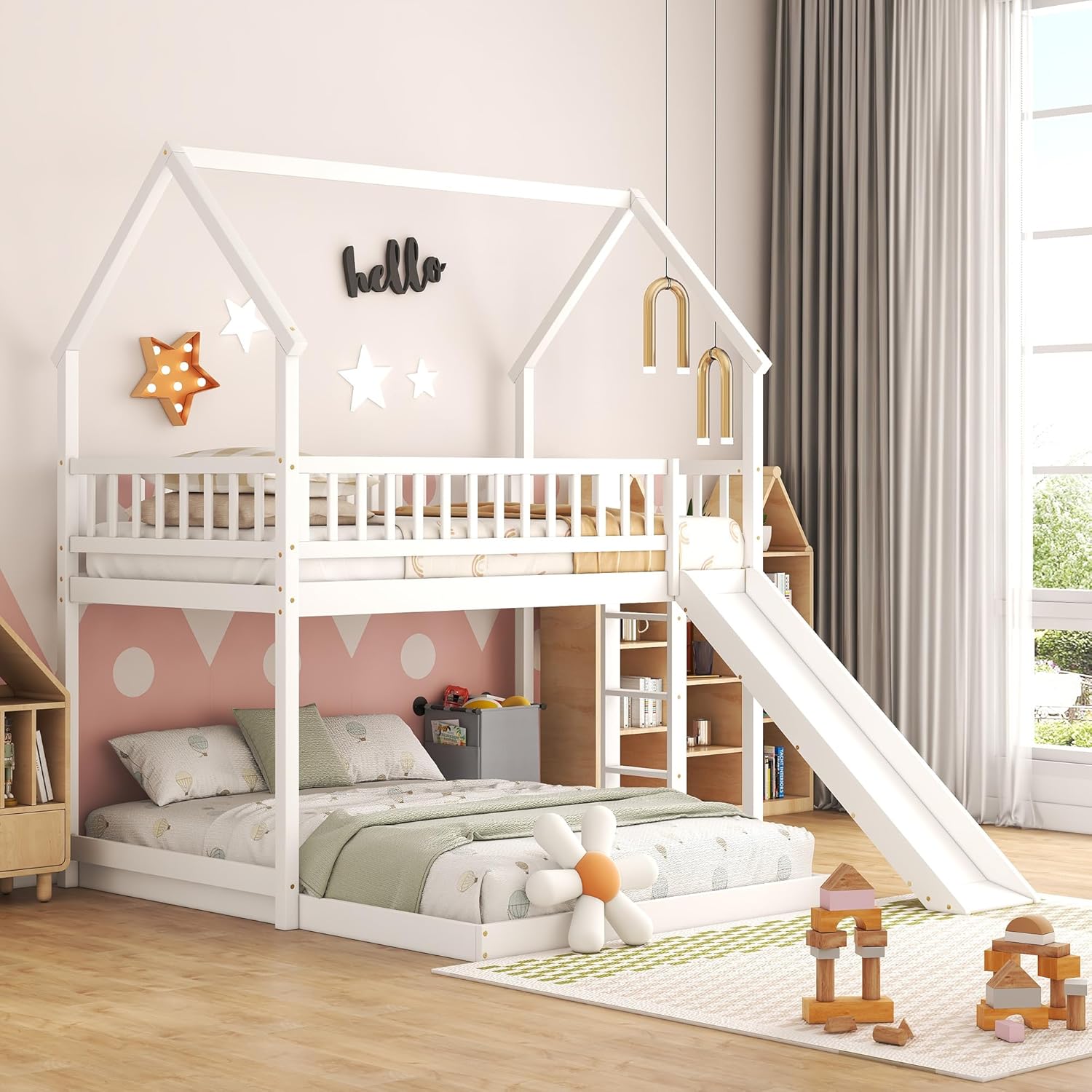 Huisvormig stapelbed met trap  - Bunk Bed With Stairs And Slide recensie en prijs