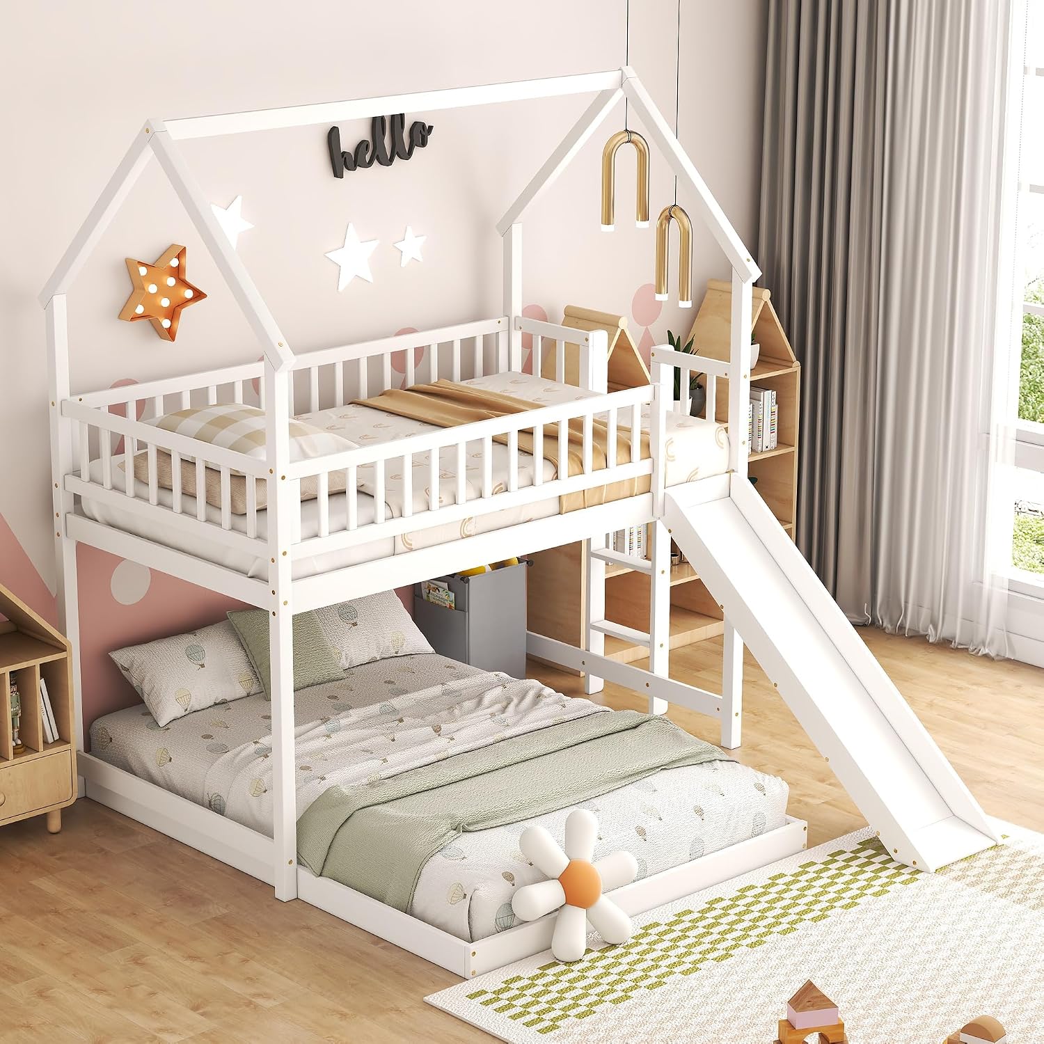 Huisvormig stapelbed met trap  - Bunk Bed With Stairs And Slide recensie en prijs