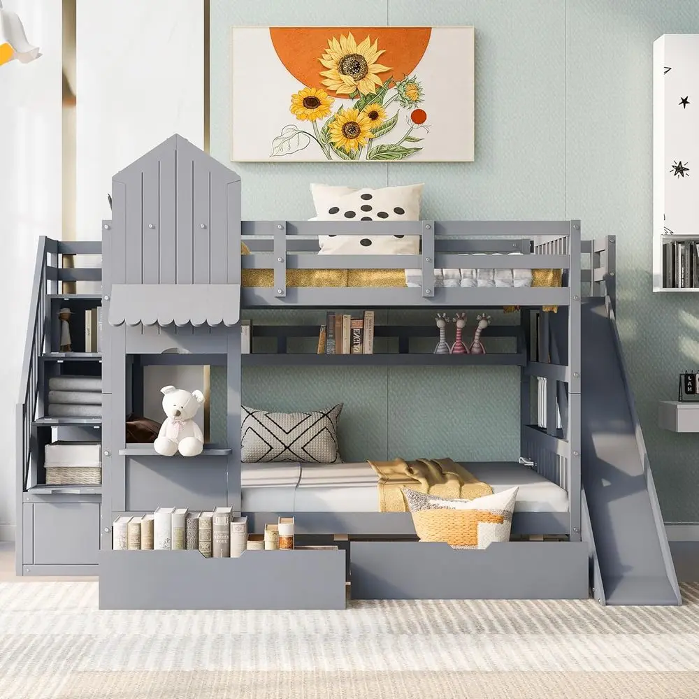 Groot stapelbed met trap, glij - Bunk Bed With Stairs And Slide recensie en prijs