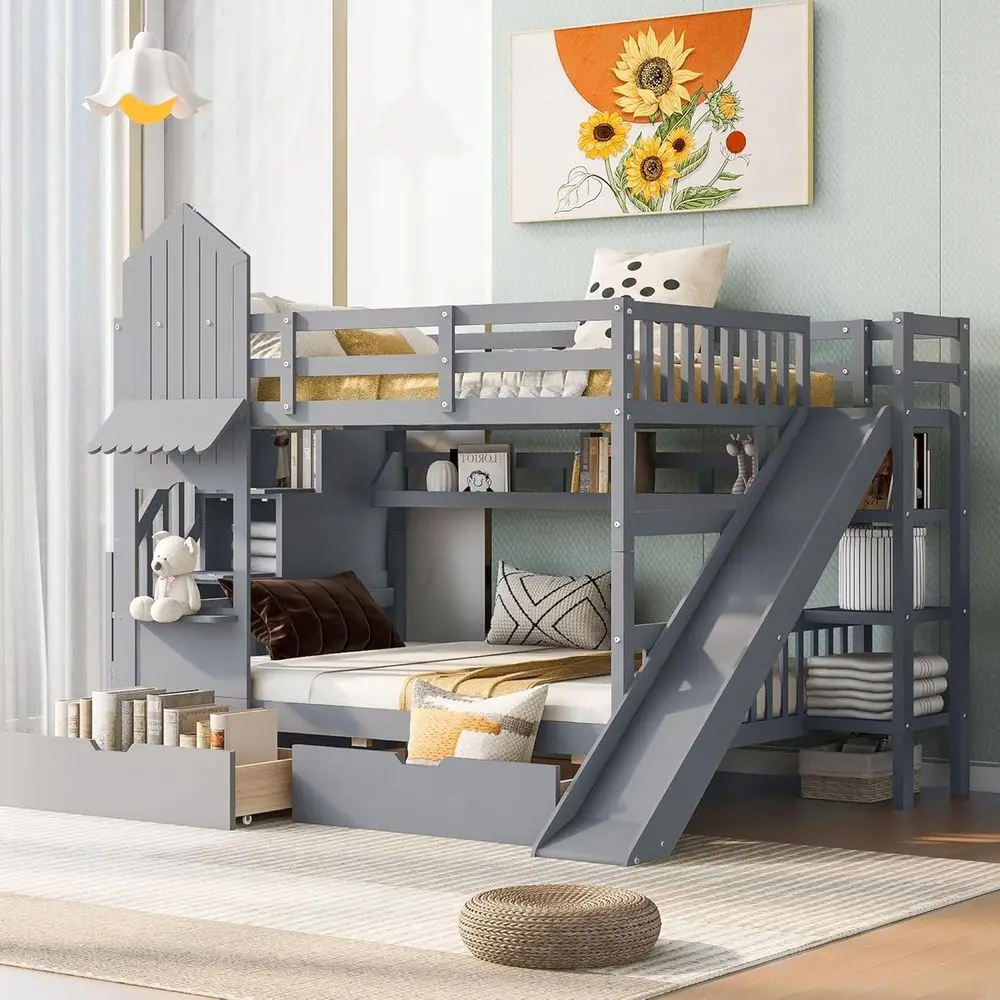 Groot stapelbed met trap, glij - Bunk Bed With Stairs And Slide recensie en prijs