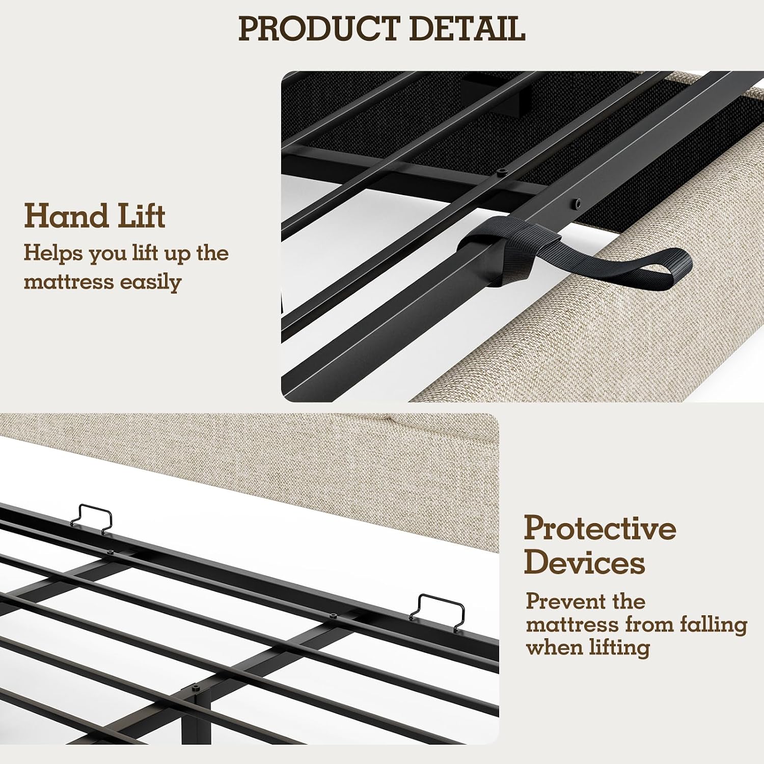 Linnen bekleed kingsize bedfra - Gas Lift Storage Bed Hydraulic recensie en prijs