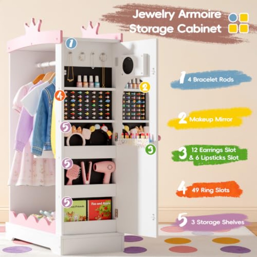 Verkleedkast met verlichte spi - Full Length Mirror Jewelry Armoire recensie en prijs