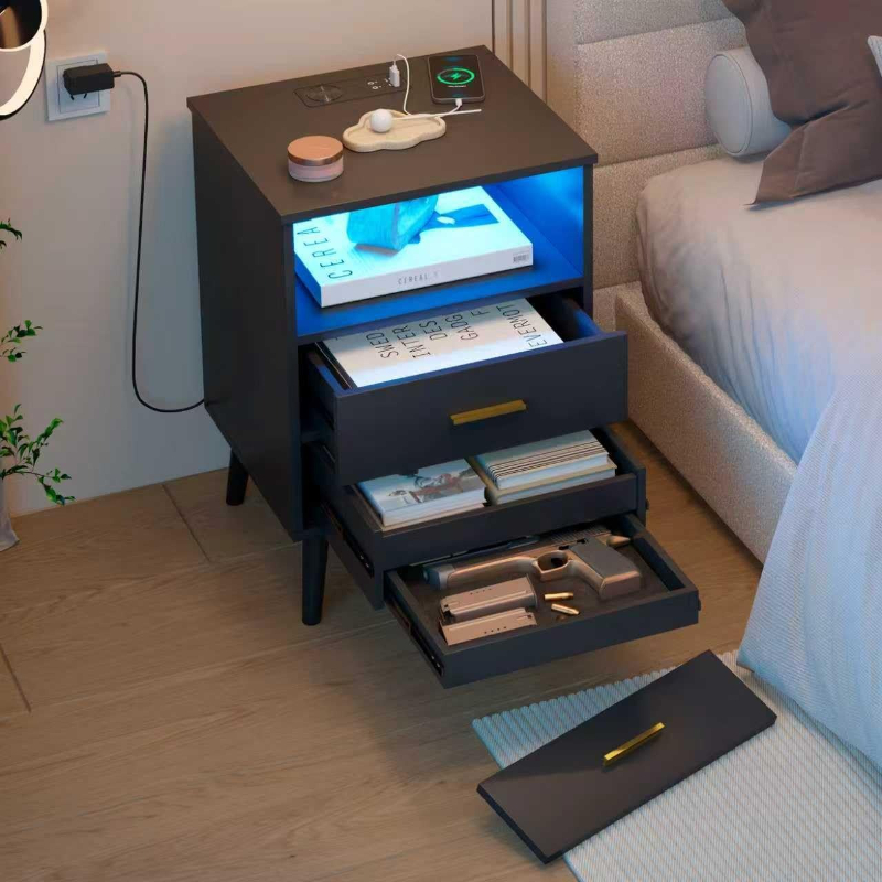 Nachtkastje met lade Oplaadbaa - Solid Wood Nightstand 2 Drawers recensie en prijs
