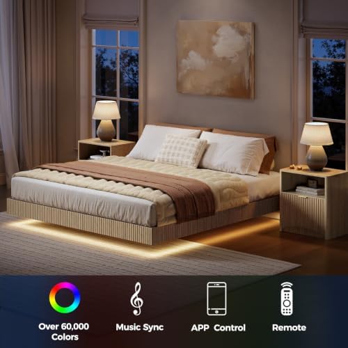 Slaapkamerset, zwevend queensi - Floating Nightstand With Led Light recensie en prijs