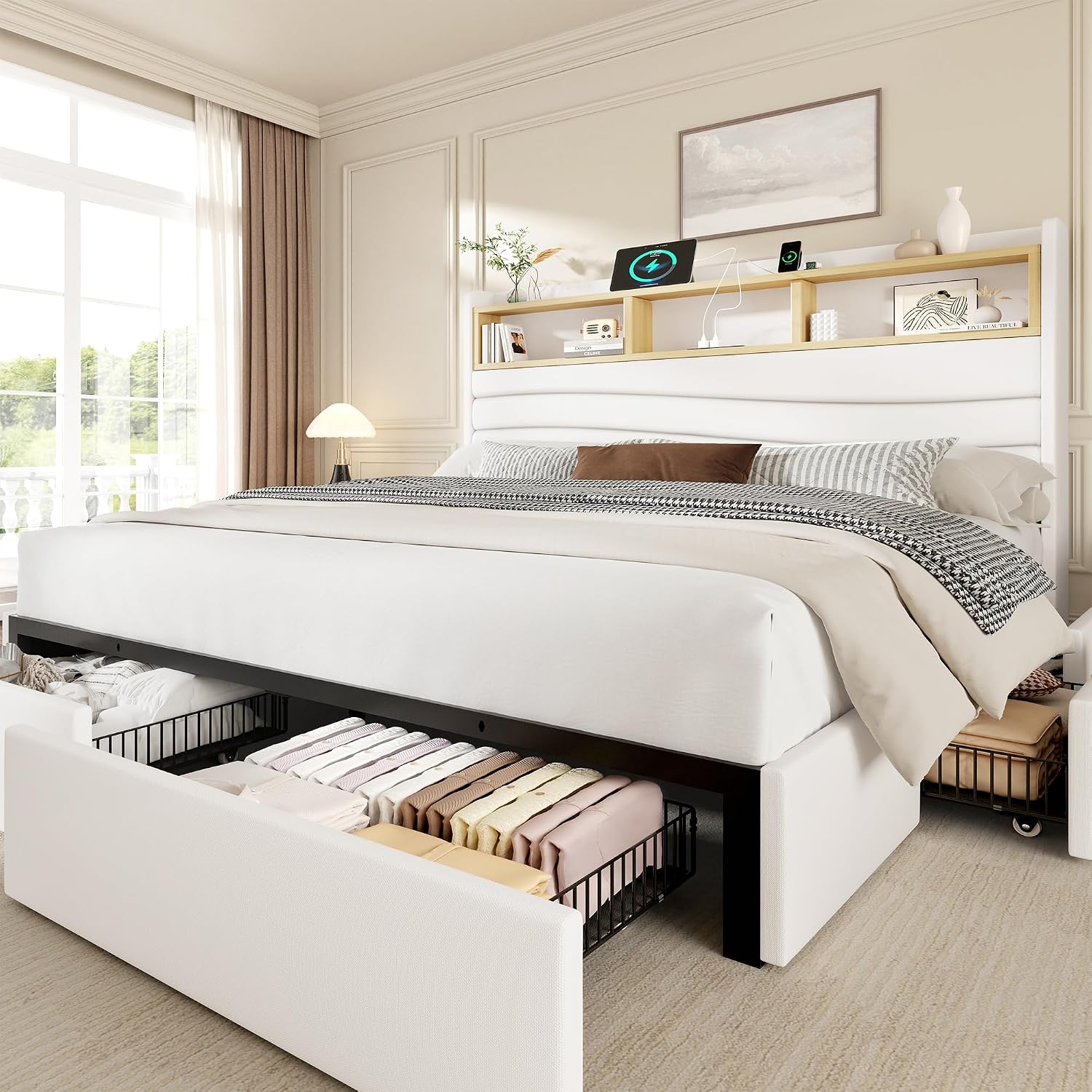 Kingsize bedframe met 6 opberg - King Size Bed Frame With Storage Drawers recensie en prijs