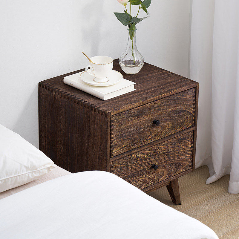 Retro massief houten slaapkame - Solid Wood Nightstand 2 Drawers recensie en prijs