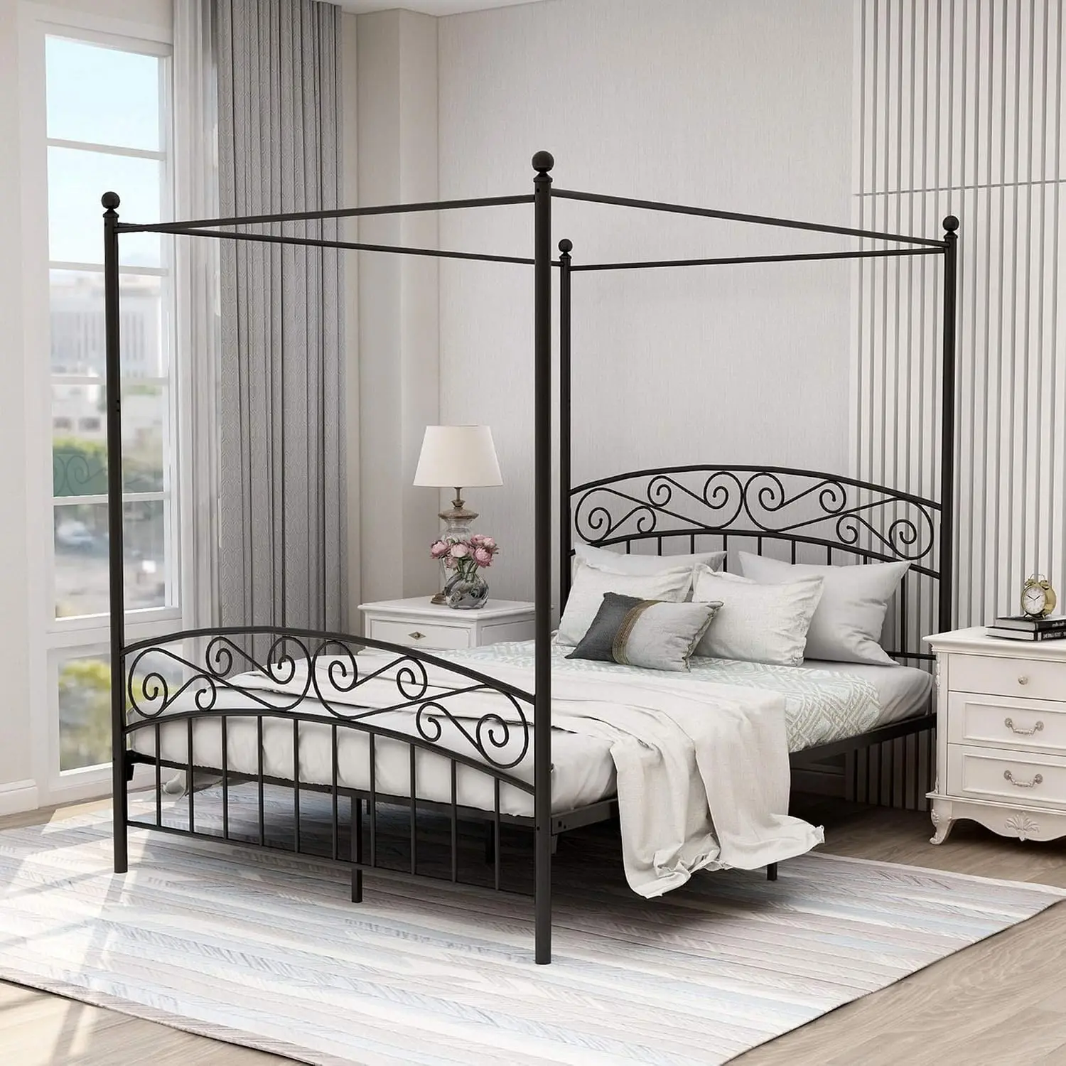 Queensize hemelbedframe, vierp - Canopy Bed Frame Metal Queen recensie en prijs