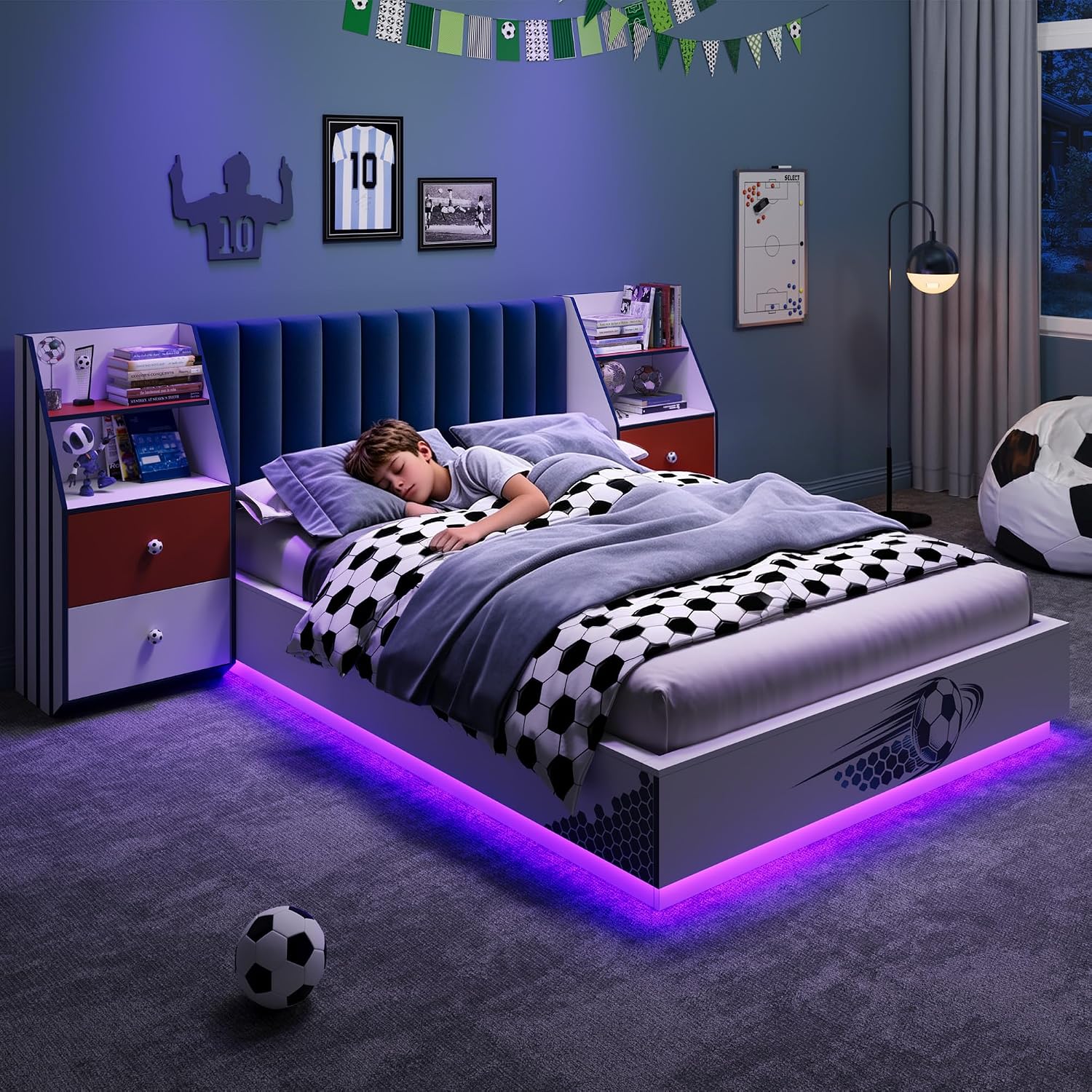 Volledig formaat zwevend bed m - Floating Nightstand With Led Light recensie en prijs