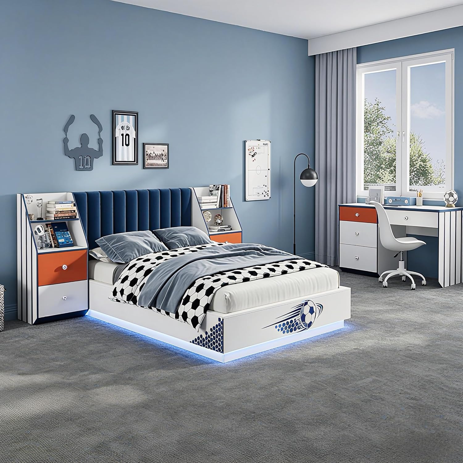 Volledig formaat zwevend bed m - Floating Nightstand With Led Light recensie en prijs