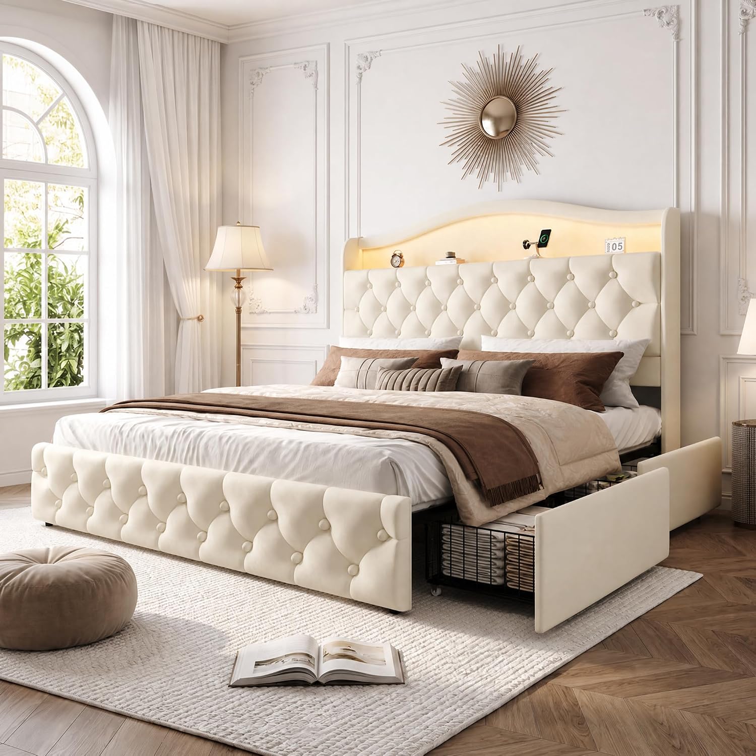 Kingsize platformbedframe met  - King Size Bed Frame With Storage Drawers recensie en prijs