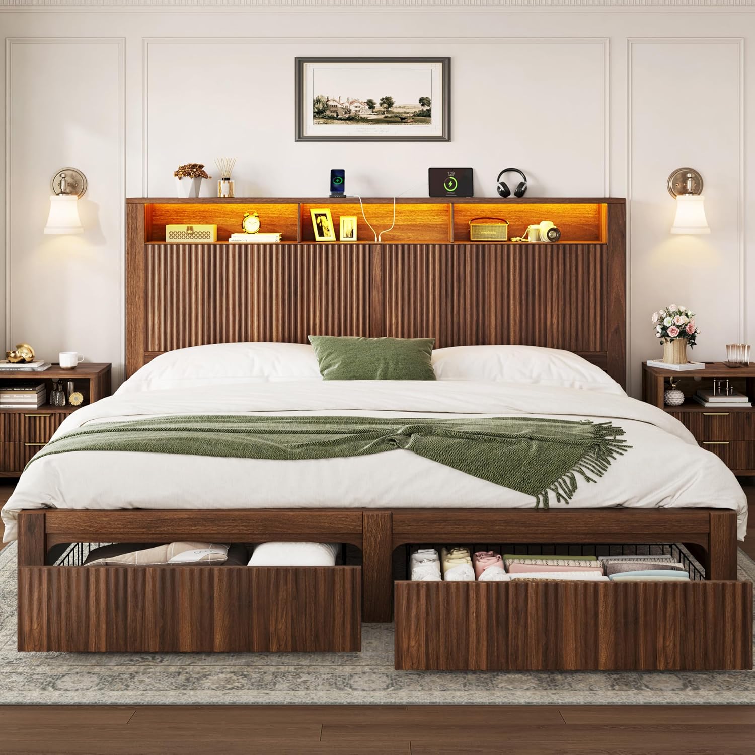 Kingsize bedframe en hoofdeind - King Size Bed Frame With Storage Drawers recensie en prijs