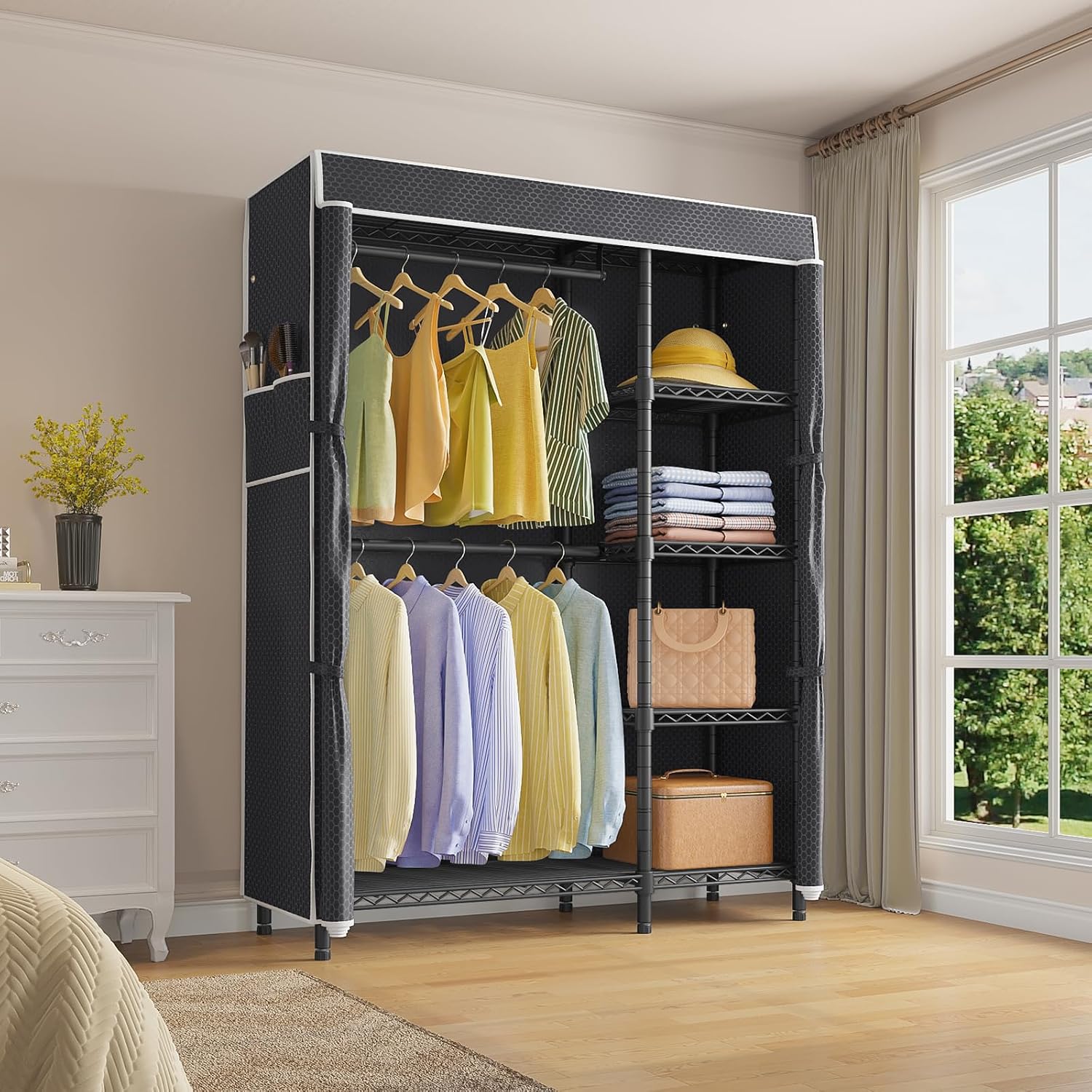 Draagbare kledingkast, stevig  - Wardrobe Closet Portable Fabric Cover recensie en prijs