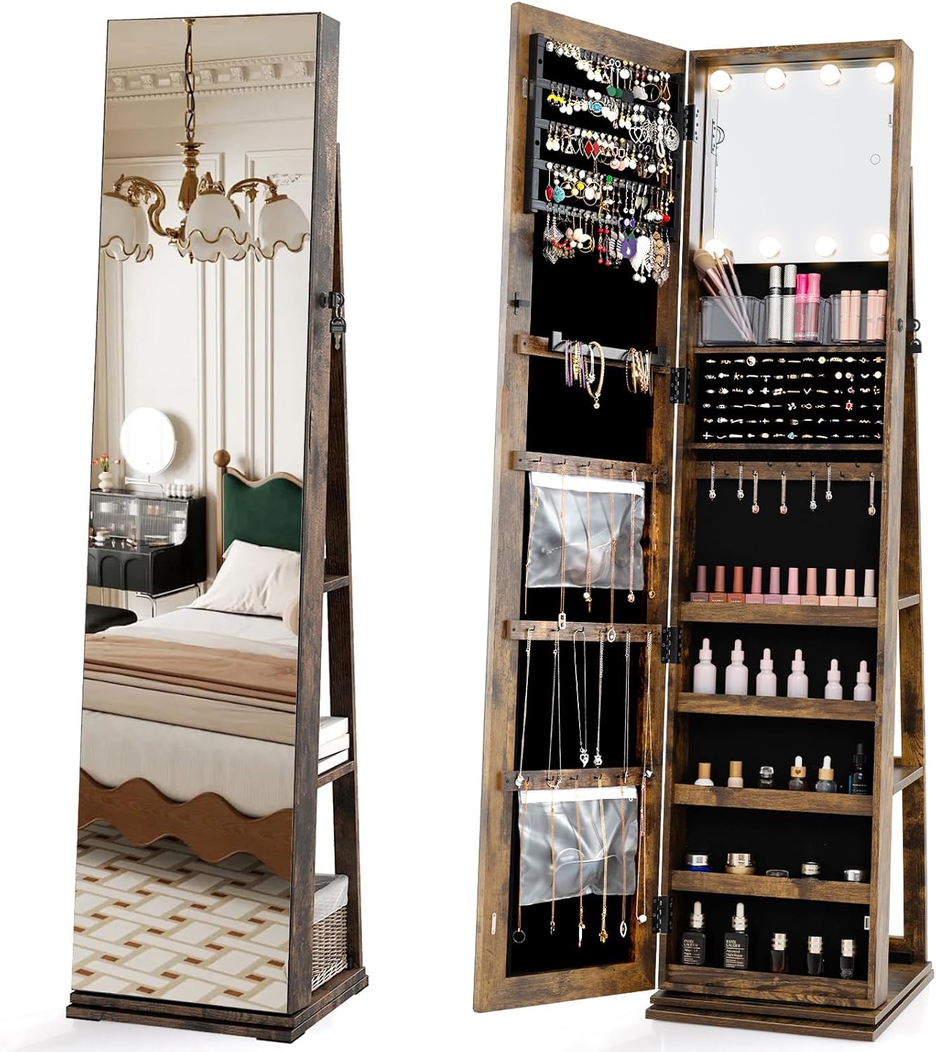 Draaibare sieradenkast met spi - Full Length Mirror Jewelry Armoire recensie en prijs