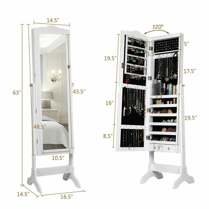 14 LED-sieradenkast met spiege - Full Length Mirror Jewelry Armoire recensie en prijs