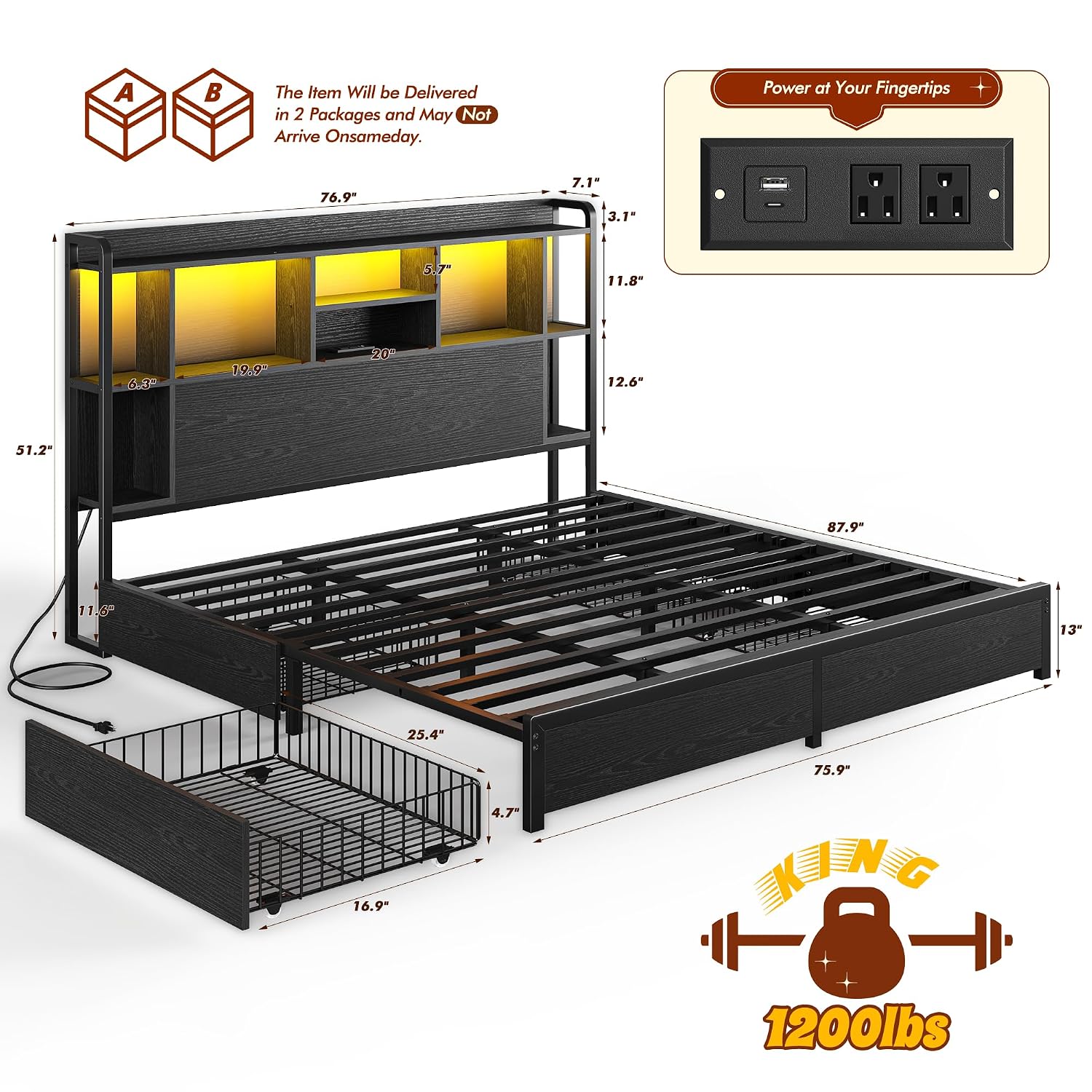 Kingsize bedframe met opbergru - King Size Bed Frame With Storage Drawers recensie en prijs