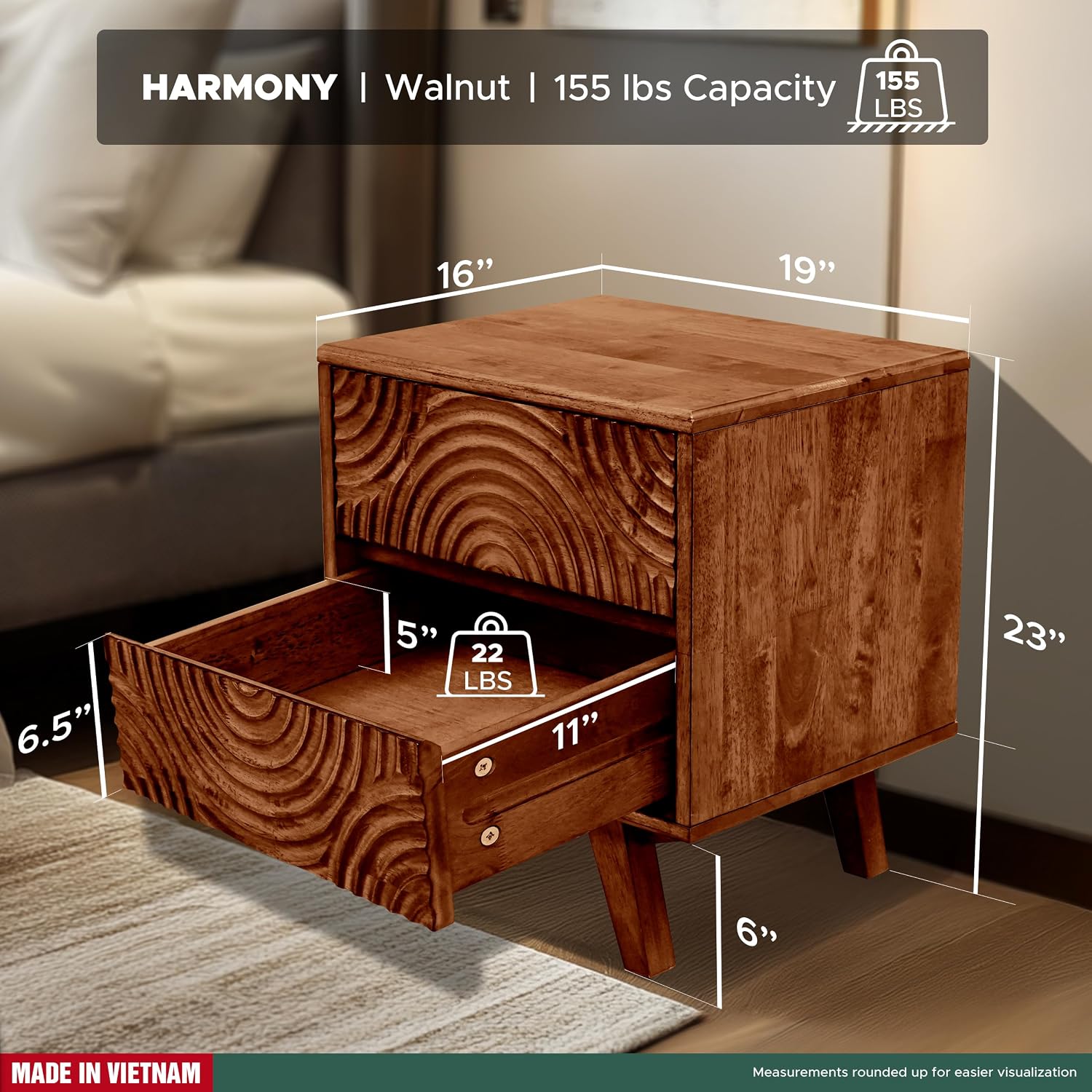 Acacia massief houten nachtkas - Solid Wood Nightstand 2 Drawers recensie en prijs