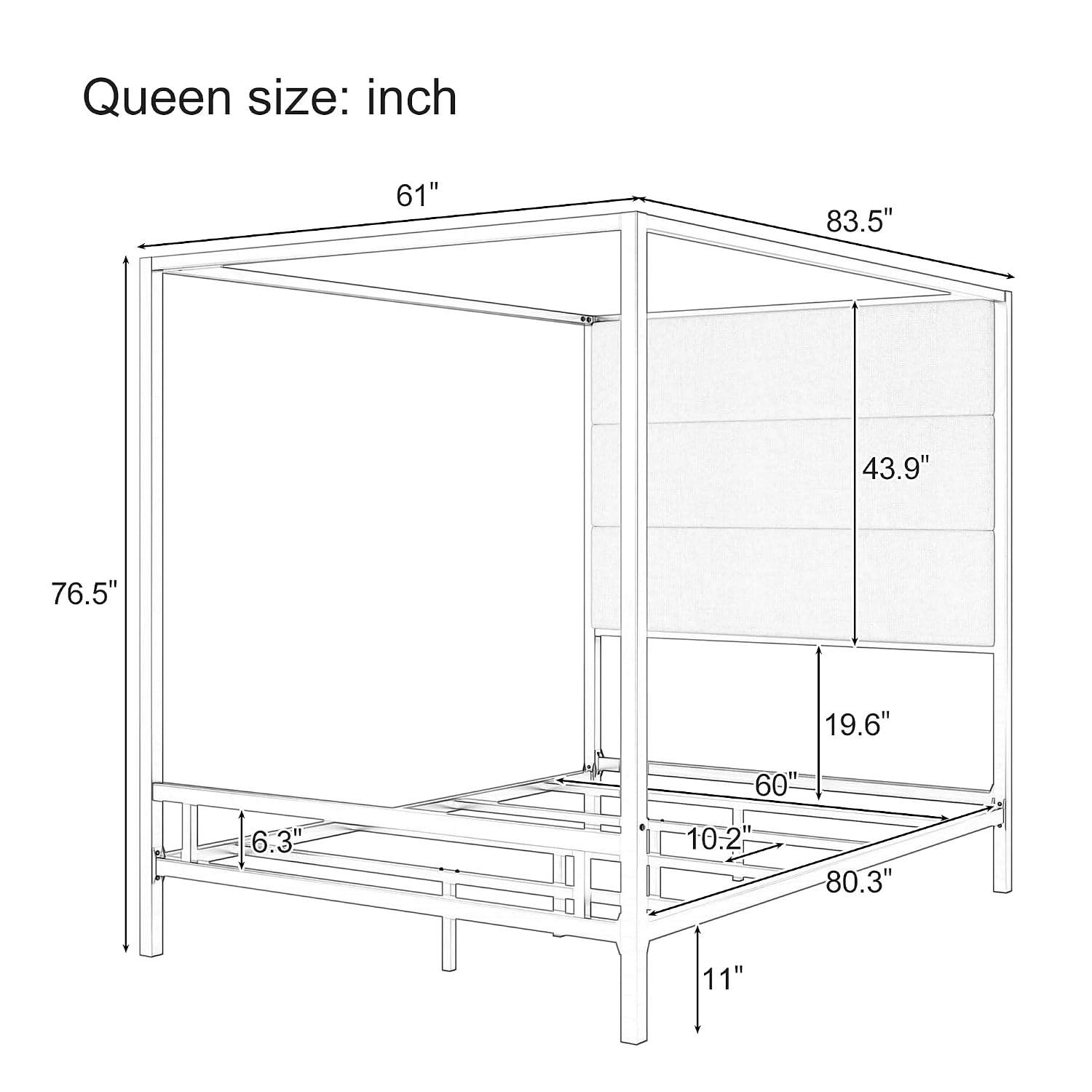 Koninginnekamerbed, hoog, met  - Canopy Bed Frame Metal Queen recensie en prijs
