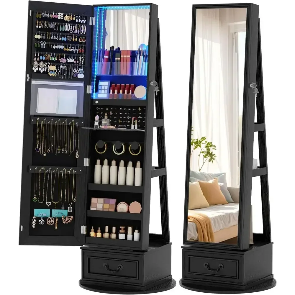 360 °   Draaibare, afsluitbare - Full Length Mirror Jewelry Armoire recensie en prijs