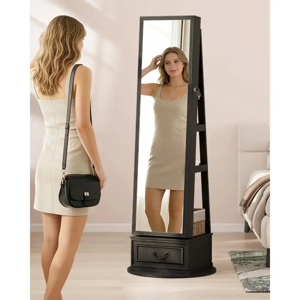 360 °   Draaibare, afsluitbare - Full Length Mirror Jewelry Armoire recensie en prijs