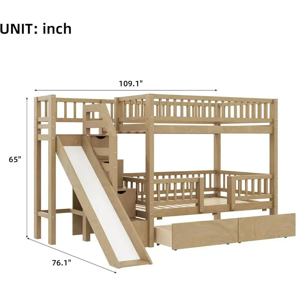 Houten stapelbed met twee eenp - Bunk Bed With Stairs And Slide recensie en prijs