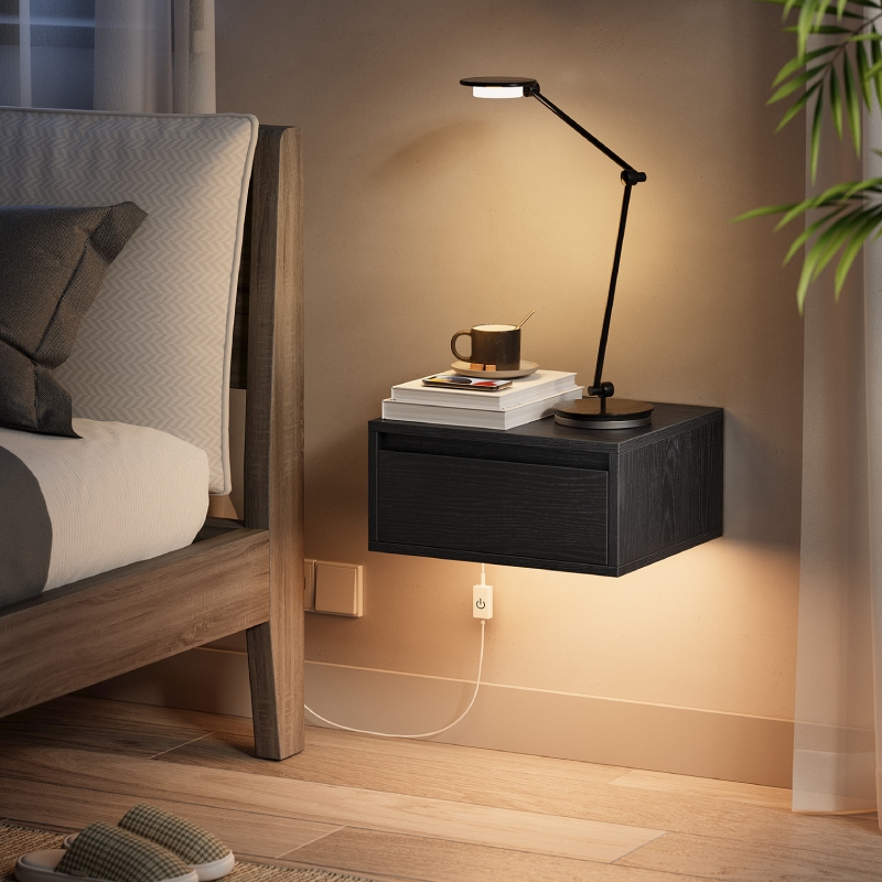 Met lade, LED-verlichting, wan - Floating Nightstand With Led Light recensie en prijs
