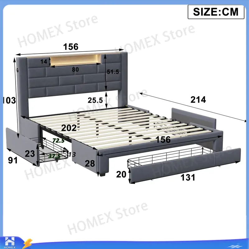 5FT tweepersoonsbedframe met o - Gas Lift Storage Bed Hydraulic recensie en prijs