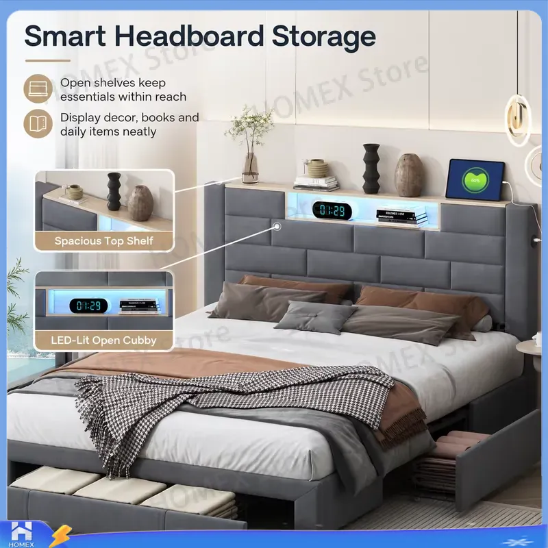 5FT tweepersoonsbedframe met o - Gas Lift Storage Bed Hydraulic recensie en prijs