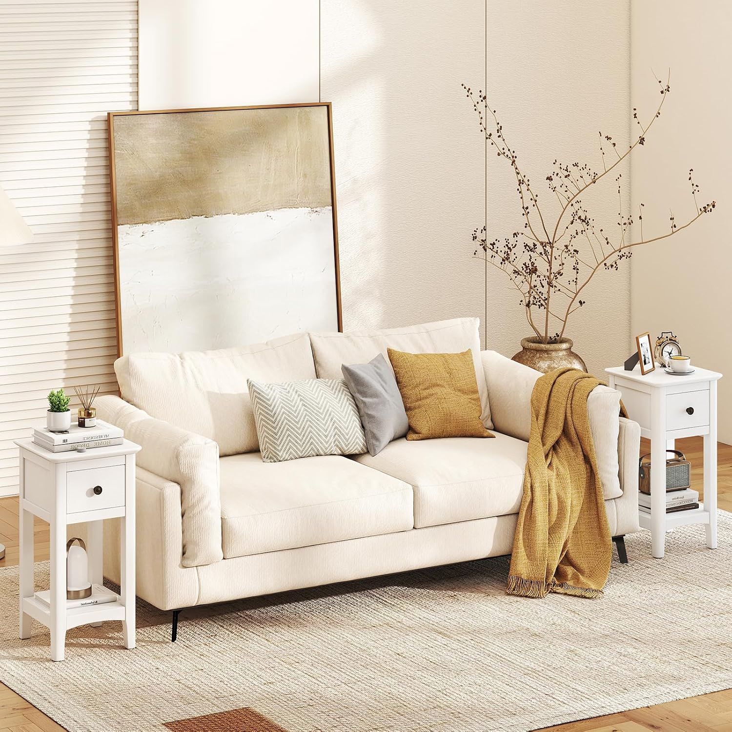 Smalle bijzettafels met lade,  - Solid Wood Nightstand 2 Drawers recensie en prijs
