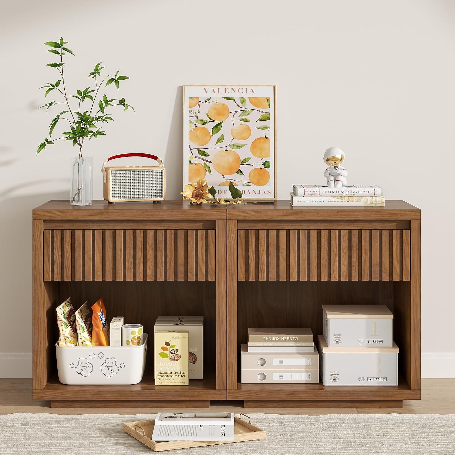 Set van 2 nachtkastjes met 2 l - Solid Wood Nightstand 2 Drawers recensie en prijs
