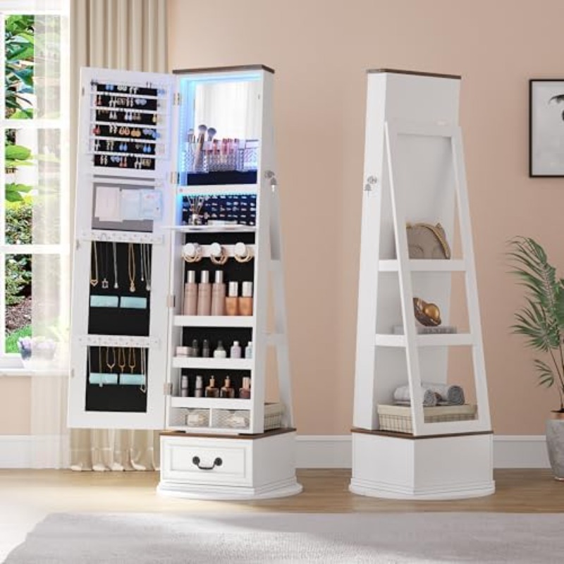 360 ° Draaibare sieradenkast m - Full Length Mirror Jewelry Armoire recensie en prijs