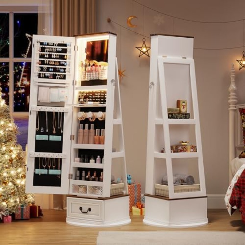 360 ° Draaibare sieradenkast m - Full Length Mirror Jewelry Armoire recensie en prijs